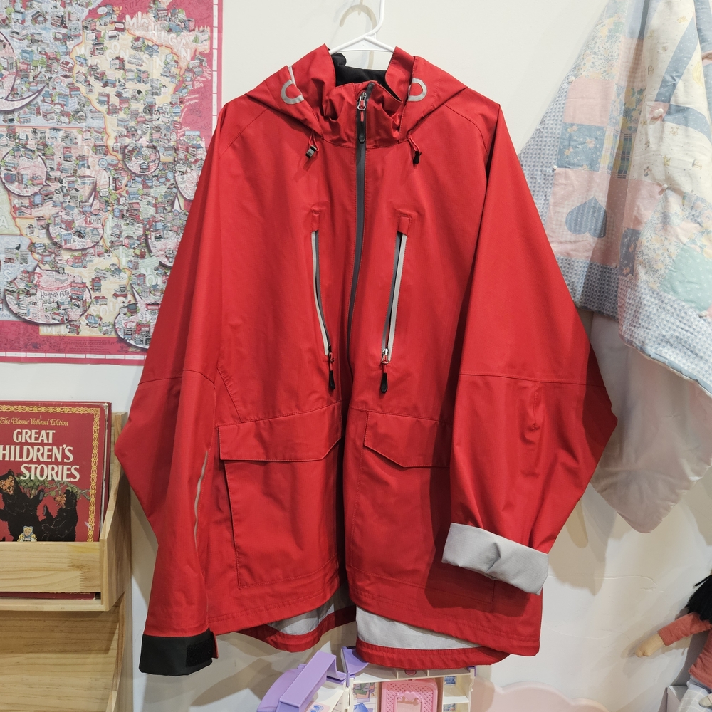 Duluth Trading Co. Alaskan Hardgear Red Hooded Jacket with Zipper Pockets